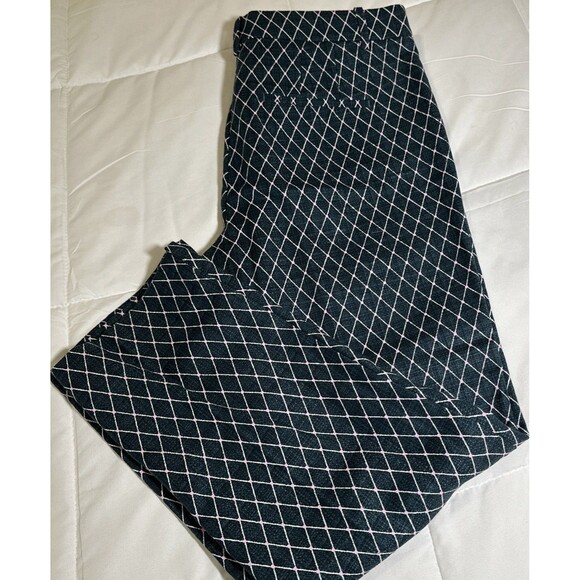 Ann Taylor The Cotton Crop Pants Green Pink Geometric Midrise Flat Front - Picture 8 of 14